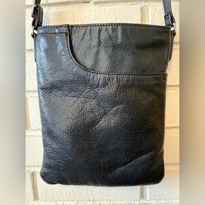 Margot Black Leather Crossbody Bag